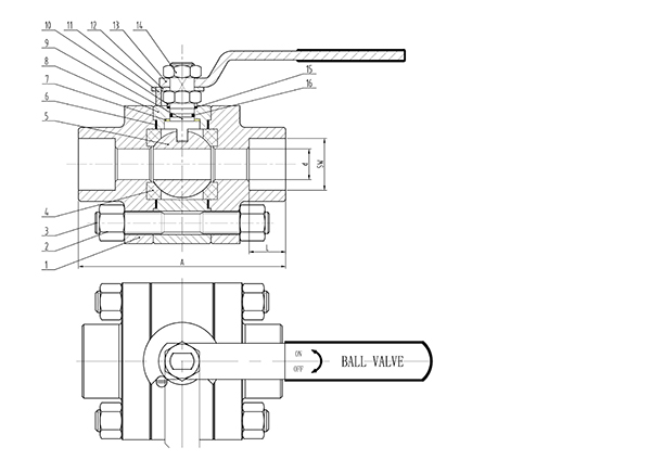 三片式SW鍛鋼球閥結(jié)構(gòu)圖